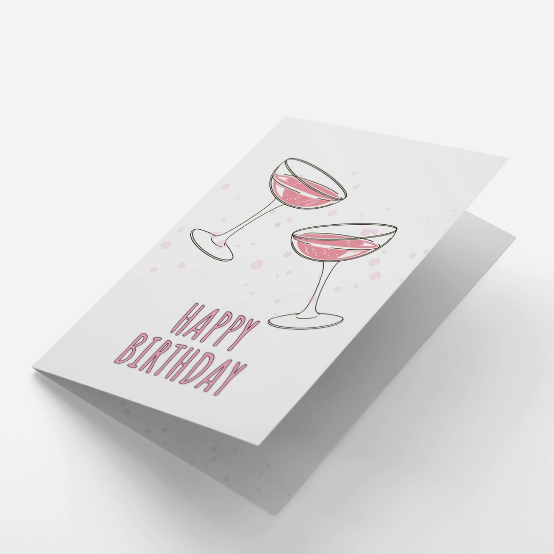 Pink Toast Birthday Card