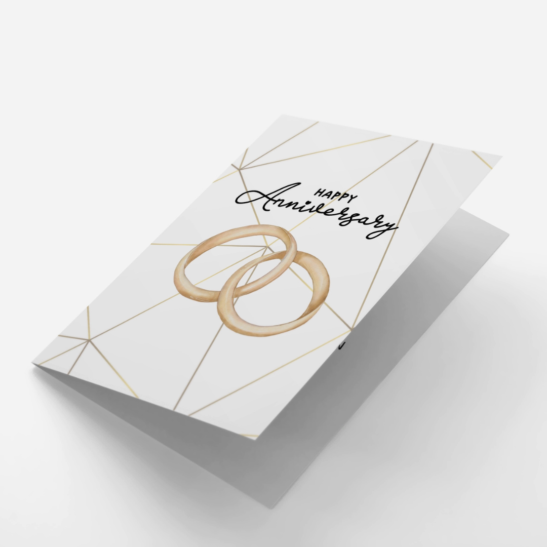 Gold Rings Happy Anniversary Card