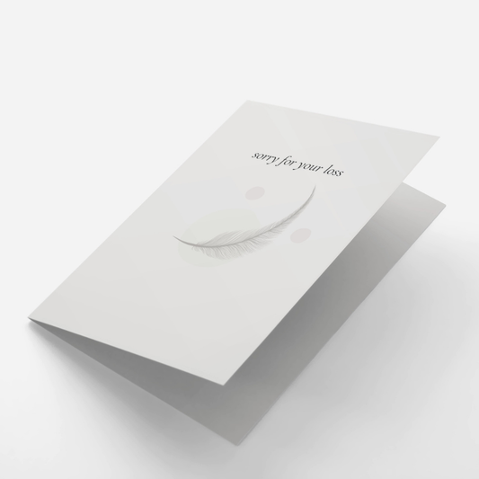 Sorry For Your Loss Minimal Feather Sympathy Card