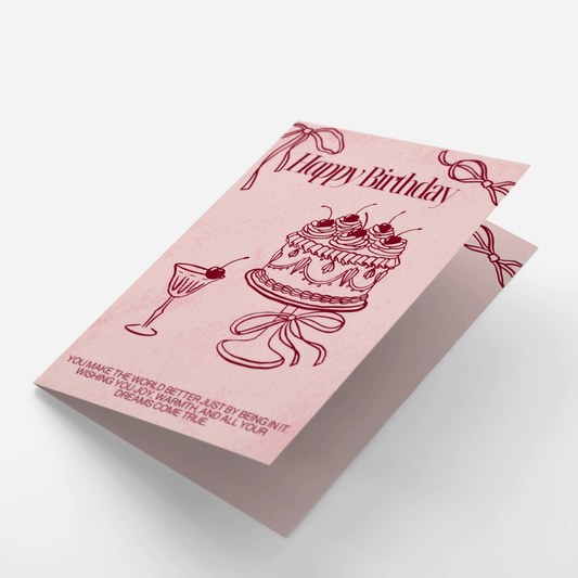 Cherry Ribbon Birthday Card